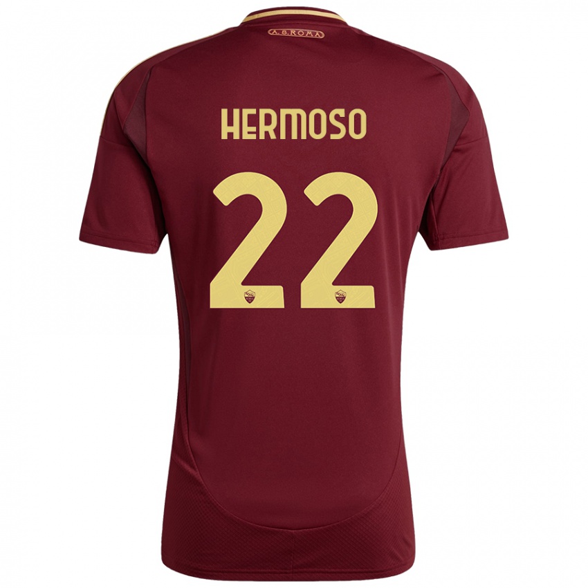 Homem Camisola Mario Hermoso #22 Ouro Castanho Vermelho Principal 2024/25 Camisa Brasil