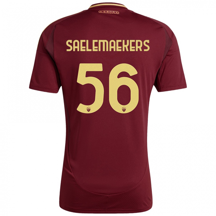 Homem Camisola Alexis Saelemaekers #56 Ouro Castanho Vermelho Principal 2024/25 Camisa Brasil