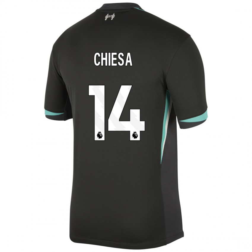 Homem Camisola Federico Chiesa #14 Preto Antracite Branco Alternativa 2024/25 Camisa Brasil