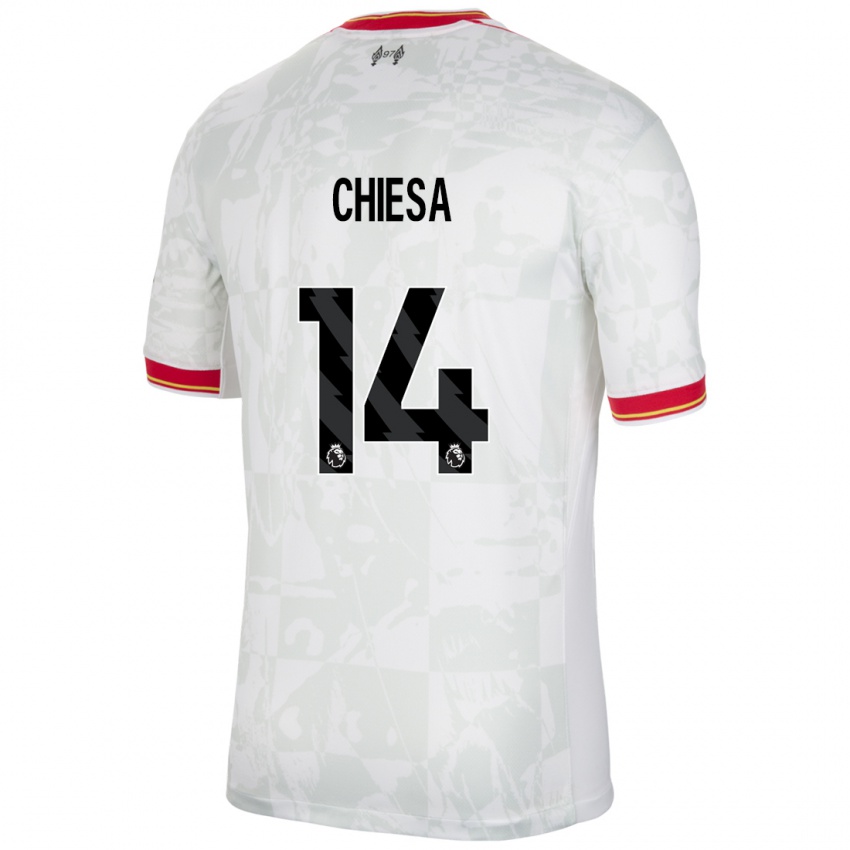 Homem Camisola Federico Chiesa #14 Branco Vermelho Preto Terceiro 2024/25 Camisa Brasil