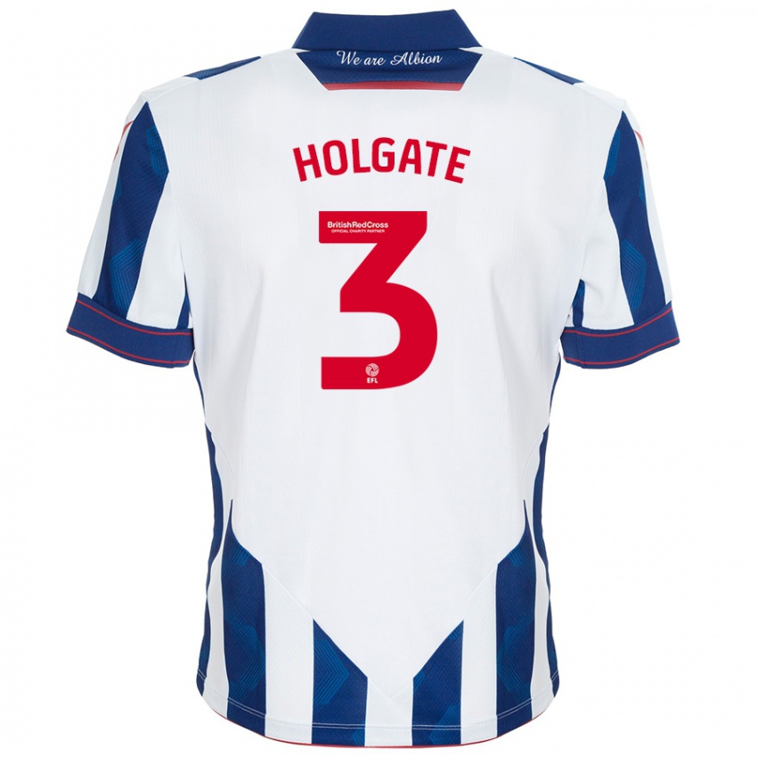 Homem Camisola Mason Holgate #3 Azul Escuro Branco Principal 2024/25 Camisa Brasil