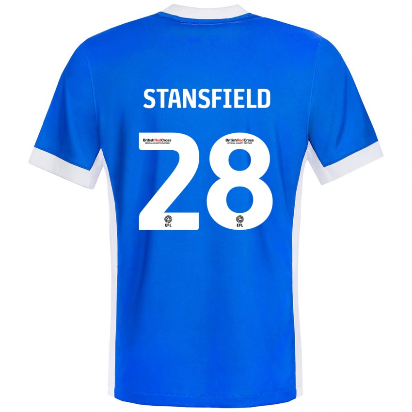 Homem Camisola Jay Stansfield #28 Branco Azul Principal 2024/25 Camisa Brasil