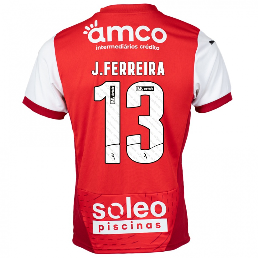 Mulher Camisola João Ferreira #13 Vermelho Branco Principal 2024/25 Camisa Brasil