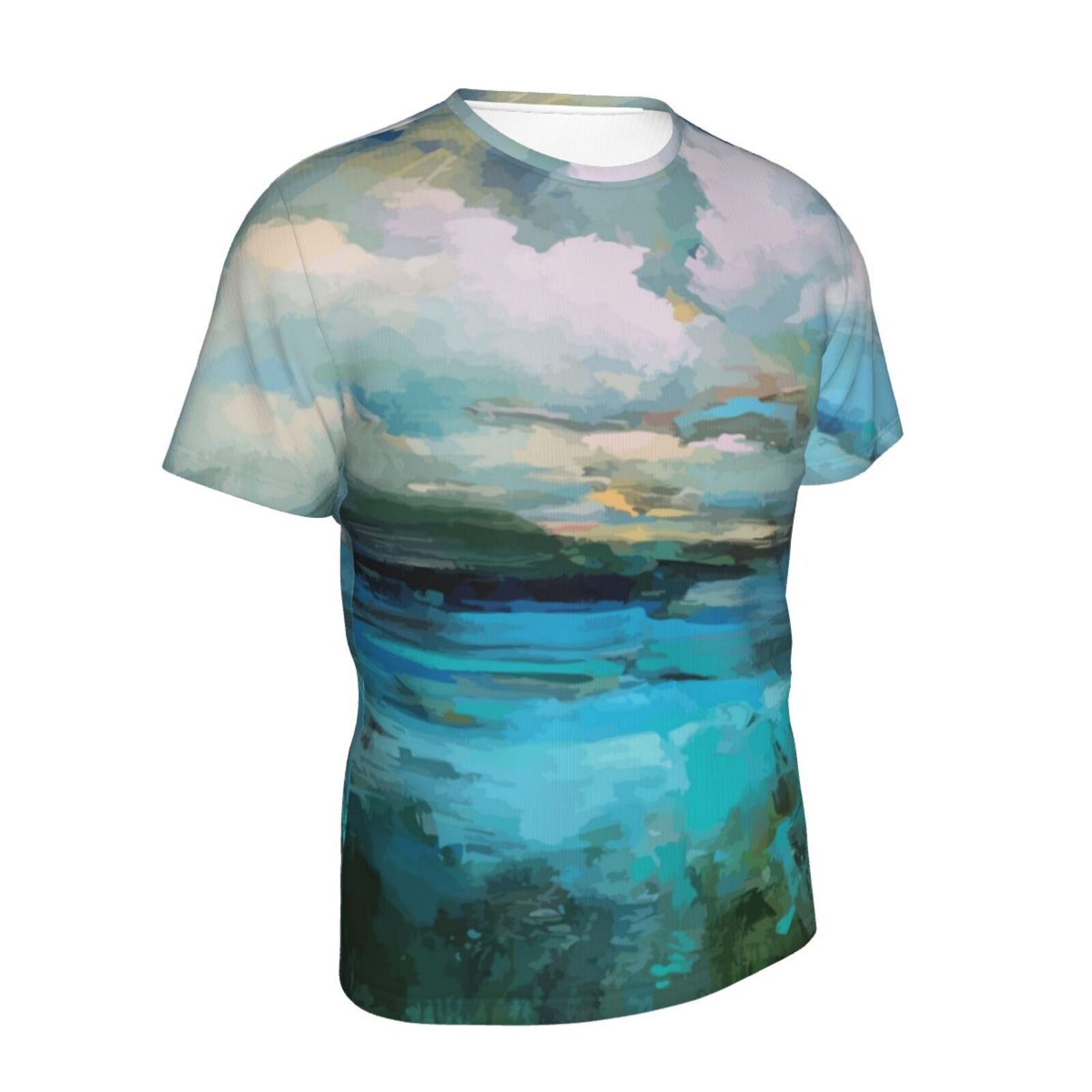 Camiseta Brasil Clássica Nuvens Sobre O Lago Da Pintura Dos Elementos