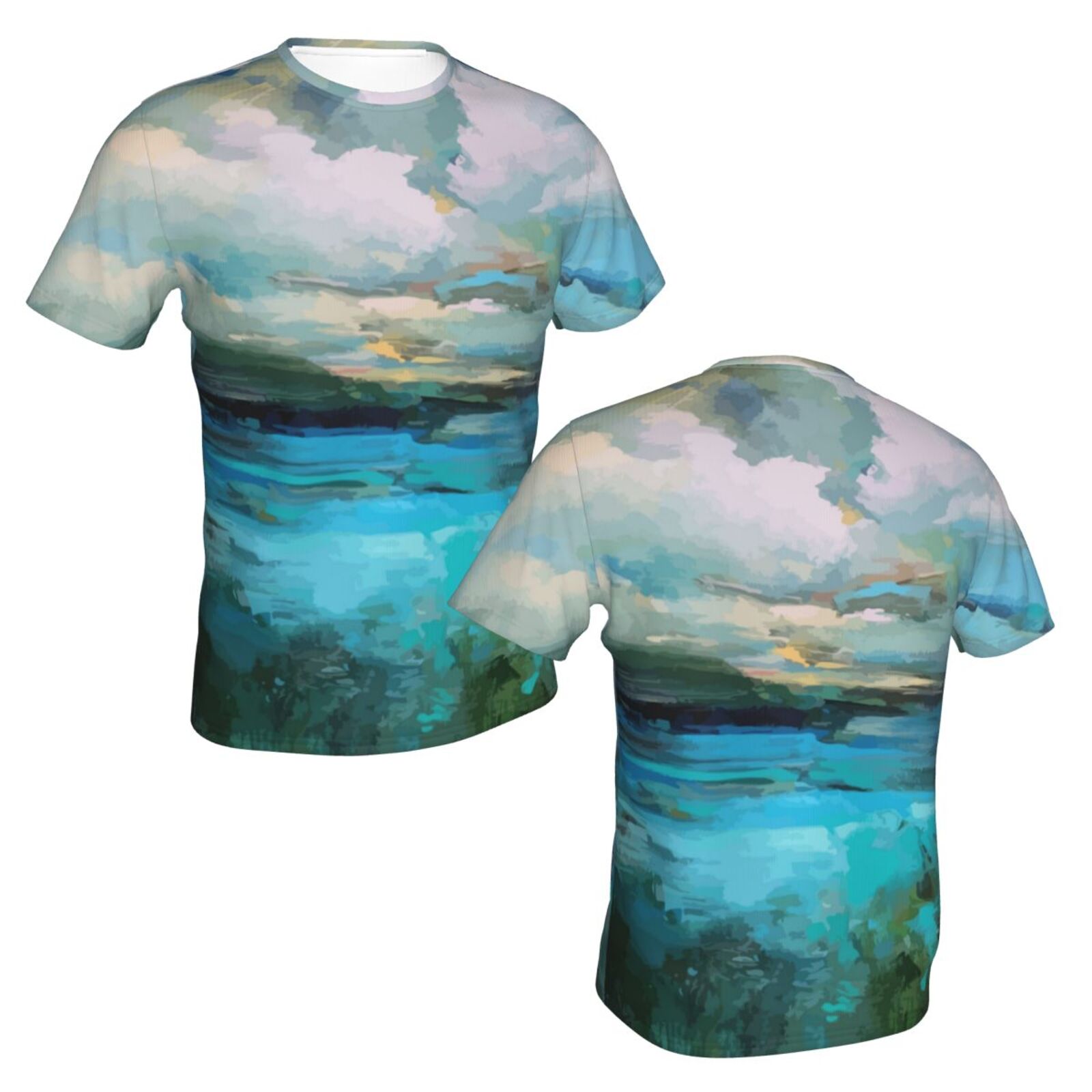 Camiseta Brasil Clássica Nuvens Sobre O Lago Da Pintura Dos Elementos