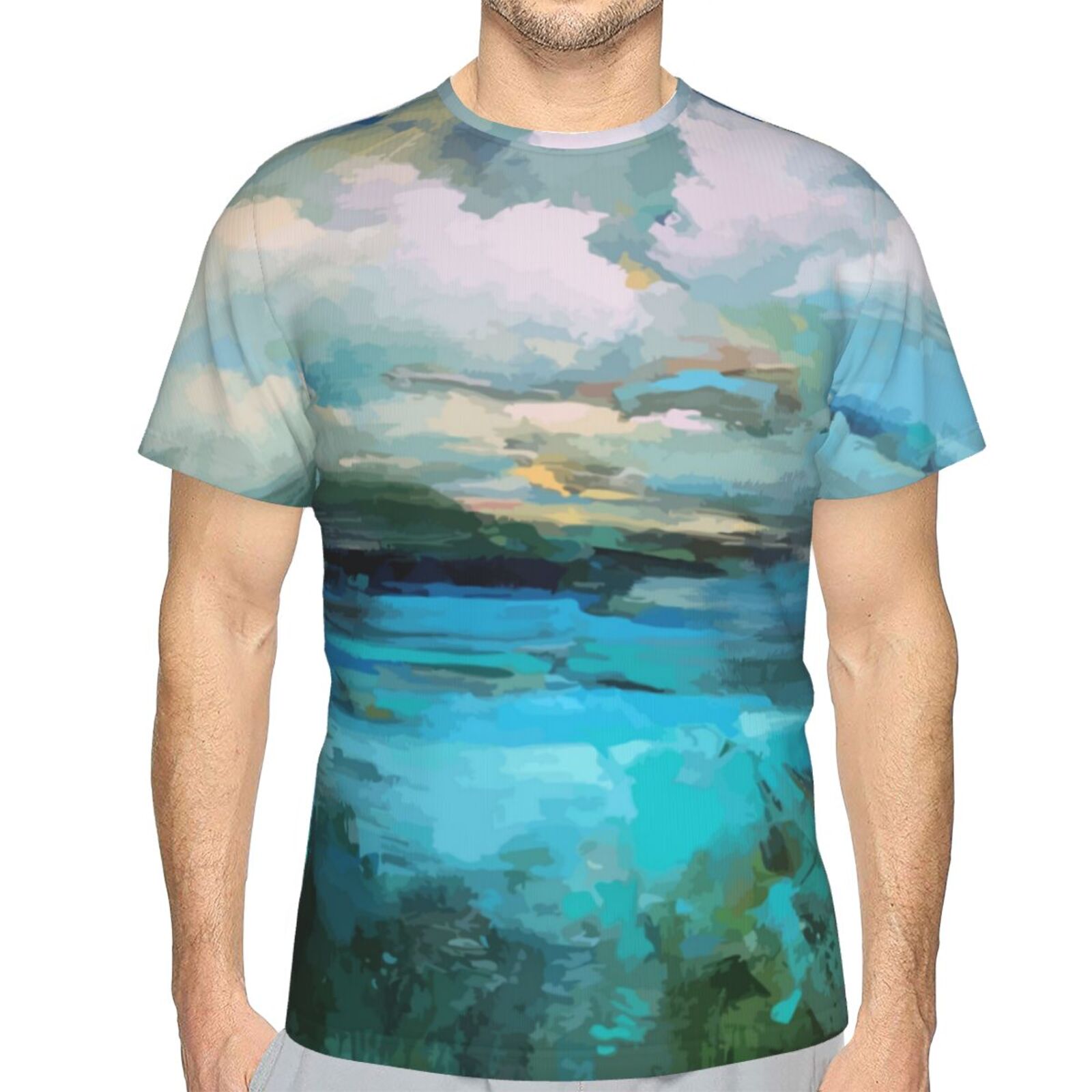 Camiseta Brasil Clássica Nuvens Sobre O Lago Da Pintura Dos Elementos